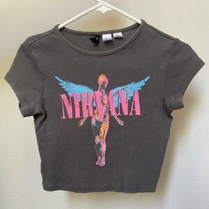 NIRVANA Black Short Sleeve Tee with Iconic Logo